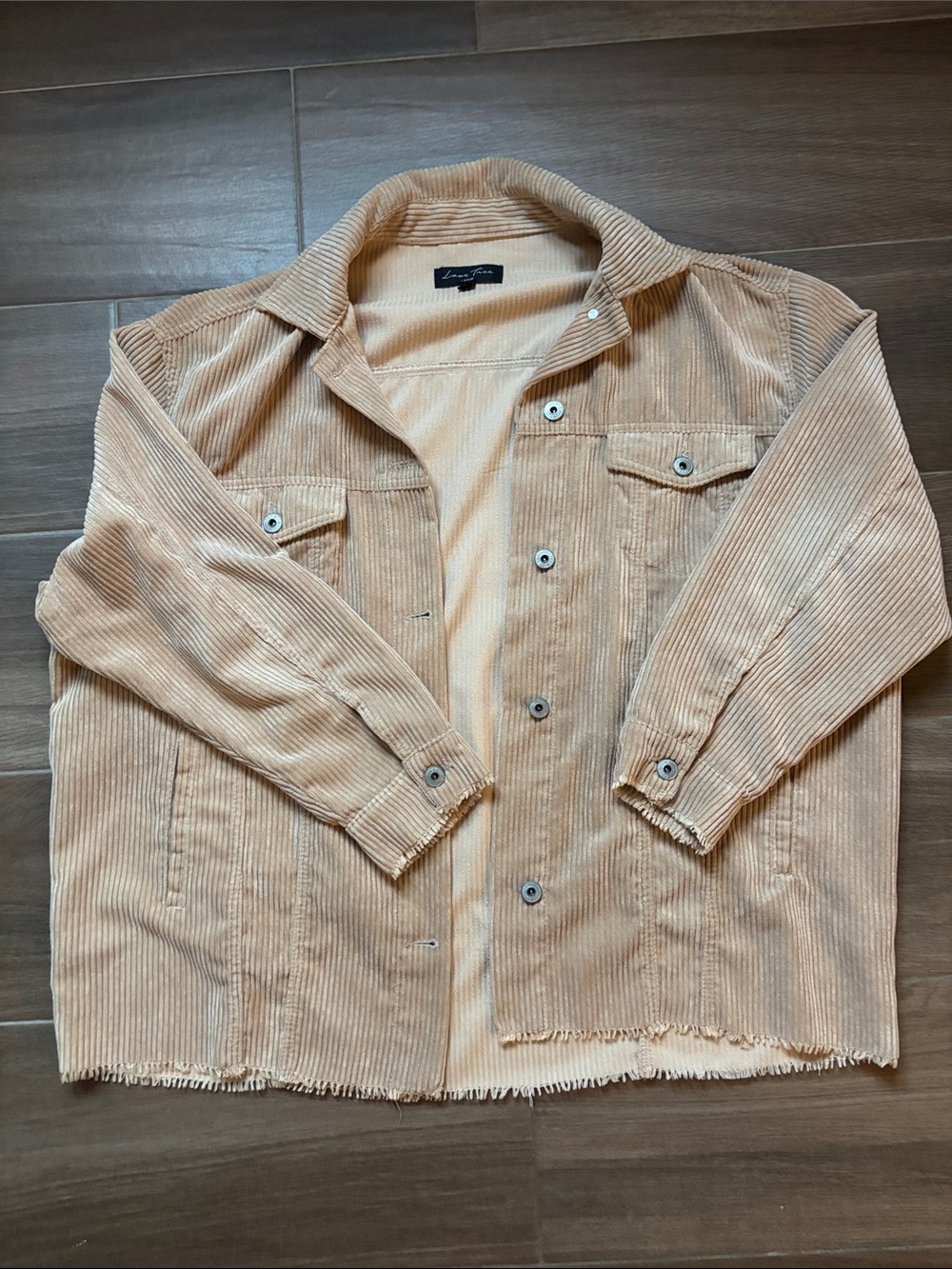 Light Tan Faux Corduroy Overshirt Jacket Shacket Outerwear